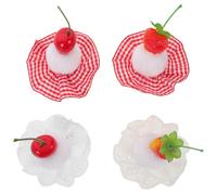 VICASKY Lot de 4 Pinces à Cheveux Motif Cerise et Fraise Mini Chapeaux d'Anniversaire en Tissu Accessoires pour Queue de Cheval Femme et Adolescente Décoration Festive pour Fête et