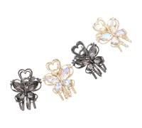VICASKY Lot de 4 Pinces à Cheveux Strass en Métal Petites Barrettes Vintage pour Mèches de Côté Finition Dorée et Noir Mat Accessoires Coiffure Scintillants pour Femmes et Filles