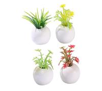 VICASKY Lot de 4 plantes de bonsaï miniatures en pot Plantes artificielles Décoration pour maison de poupée Bonsaï Vivant Modèles pour jardin miniature et accessoires de maison