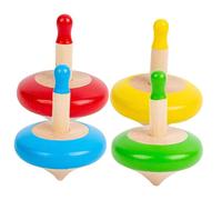 VICASKY Lot De 4 Toupies en Bois Colorées pour Garçon Et Filles, Jouets Gyroscopiques Portables Éducatifs, Jouets Interactifs pour Maison Et École, Jeu Amusant Et Décompression