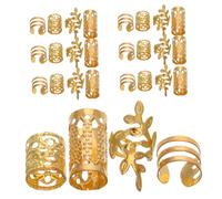 VICASKY Lot de 40 accessoires pour perruques, dreadlocks, anneaux de cheveux, bijoux pour cheveux, accessoires pour tresses, accessoires de pirate, perles dorées pour cheveux, pinces à cheveux