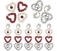 VICASKY Lot de 40 Breloques Cœur pour Ongles Saint-Valentin Strass Nail Art en Alliage de Zinc Solide Décoration DIY pour Manucure Accessoires Nail Art Fille Déco Ongle Scintillante