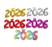 VICASKY Lot de 5 Ballons Métallisés 2026 Chiffres Géants 965 CM Ballons Dorés Rouges et Rose Métallisé en Aluminium pour Fête du Nouvel An Décoration Murale et Soirée Familiale