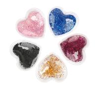 VICASKY Lot de 5 coussinets pour les yeux en gel à paillettes en forme de cœur - Réutilisables et chauffants - Pour cernes et fatigue - Design charmant