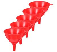 VICASKY Lot de 5 Entonnoirs Cuisine en Plastique Rouge, Grands Entonnoirs à Large Ouverture 10 Cm pour Huile et Liquides, Outils Réutilisables Anti-éclaboussures, pour Transvasement