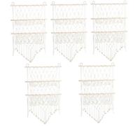 VICASKY Lot de 5 étagères à jouets - Panier à linge - Filet suspendu - Pour jouets en peluche - À suspendre au mur - Corde en coton - Blanc