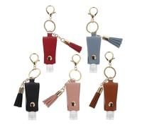 VICASKY Lot de 5 Flacons à Parfum Rechargeables 30 Ml avec Porte-Clés en Cuir Multicolore - Distributeurs Portables pour Mains Cosmétiques Voyage et Usage Quotidien
