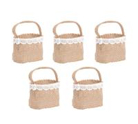 VICASKY Lot de 5 Paquet de Fête Élégants en Lin, Sachets de Rangement pour Bonbons Mariage, Contenant à Bonbons Panier à Fleurs, Pochette Présent pour Cérémonie et Anniversaire
