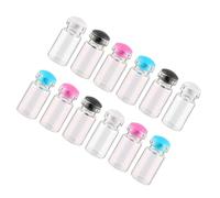 VICASKY Lot de 50 Mini Bouteilles à Souhaits en Verre 15 ML avec Bouchon en Silicone Multicolore Format 12X24 MM pour Créations Décorations et Présents Personnalisés