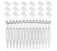 VICASKY Lot de 50 Peignes à Cheveux Transparents en Plastique, 14 Dents Larges, Accessoires Coiffure pour Chignon Mariée et DIY, Maintien Confortable pour Femmes, Épingles Latérales pour