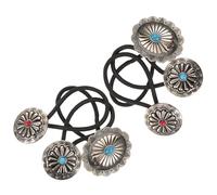 VICASKY Lot de 6 Élastiques à Cheveux Western Bohèmes en Alliage Imitation Turquoise, Élastique Extensible pour Cheveux Longs et Courts, pour Fêtes et Aventures en Plein Air