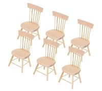 VICASKY Lot de 6 Mini Chaises en Bois Modèles Miniatures Décoratifs pour Maison de Poupée Accessoires de Simulation Réalistes pour Décoration et Photographie