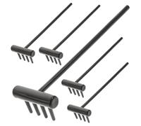 VICASKY Lot de 6 Mini Râteaux à Sable Zen pour Table et Jardin, Accessoires de Jardinage Légers et Maniables, Râteaux Miniatures Noirs 4 Pieds pour Dessin Précis, Décoration Zen