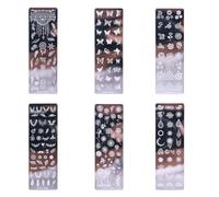 VICASKY Lot de 6 Plaques de Stamping pour Nail Art Motifs Fleurs et Ailes Acier Inoxydable Gravé Décoration Ongles Plaque d'Impression Manucure pour Nail Art Créatif