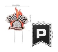 VICASKY Lot de 6 sets de Guirlandes Drapeaux à Carreaux Décorations D’Anniversaire Thème Course Automobile Bannière Fête Voitures de Course Décor Mural Noir et Blanc pour Fête Garçon et