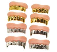 VICASKY Lot de 8 Fausses Dents de Zombie en PVC Brillant Petites Tailles Mixtes Accessoires d'halloween Réalistes pour Déguisement Fête Costumée et Jeu de Rôle Dents Artificielles