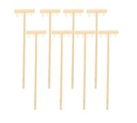 VICASKY Lot de 8 mini râteaux de jardin féérique outils de bac à sable Lissage de l'écaillage Marteau de suggestion Râteau réglable Jouet de sable pour jardin zen Mini Bambou, beige