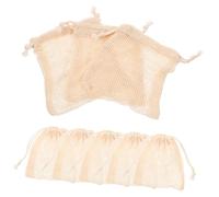 VICASKY Lot de 8 Pochettes à Savonnette en Lin et Coton Colorées, Taille Moyenne, Paquet à Savonnette à Cordon, Exfoliation Douce pour Visage, Rangement Salle de Bain, Couleur Aléatoire