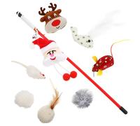 VICASKY Lot de 8 Set de Jouets pour Chats de Noël en Peluche Chaussettes Blanches Festives Ensemble Interactif pour Chatons Accessoires Ludiques pour Stimuler Le Jeu et L’Attention