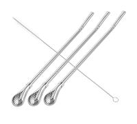 VICASKY Lot de Pailles Cuillères Acier Inoxydable Détachables avec Brosse de Nettoyage Réutilisables pour Café Jus Milk Shake Résistantes et Faciles à Nettoyer pour Usage Domestique et