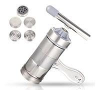 VICASKY Machine à Nouilles Manuelle en Acier Inoxydable 5 Moules, Presse à Pâtes Compacte pour Pâtes Fraîches Maison, Outil Multifonction Cuisine Domestique, Coupe-pâte Pratique et Facile