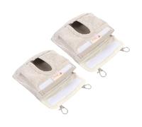 VICASKY Mangeoire Suspendue pour Cochons D’Inde Et Lapins, Distributeur De Nourriture Pratique, Lot De 2 Paquet Alimentaires en Tissu Marron, Taille S, pour Cage Petits Animaux