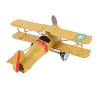 VICASKY Maquette Avion Biplan Vintage en Fer Jaune, Décoration d'avion Créative pour Bureau et Maison, Modèle Miniature Rétro Ornemental, Accessoire Photo Original, Présent Décoratif