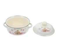 VICASKY Marmite à Soupe Émaillée Beige Couvercle, Poignée Pratique, Fond Plat, Casserole Vintage Solide pour Cuisson et Préparation de Soupes Maison Plusieurs styles
