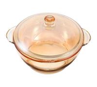 VICASKY Marmite à Soupe en Verre Alimentaire Doré, Résistant la Chaleur, Compatible Four et Micro-ondes, Double Poignée Anti-brûlure, Bol de Cuisson Facile à Nettoyer, Lave-vaisselle,