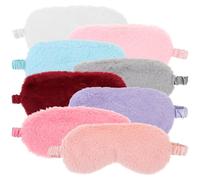 VICASKY Masques de Sommeil en Peluche 8 Pièces Confortables et Ajustables Yeux, Cache-œil Doux en Peluche pour Détente et Sommeil Réparateur en Famille Voyage Couleur Couleur Aléatoire