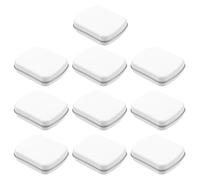 VICASKY Mini Boîte de Rangement en Métal Blanc Brillant 60x47x15mm, Lot de 10 avec Charnière, Portable Multifonction pour Bijoux, Perles, Nail Art, pour Voyages et Organisation