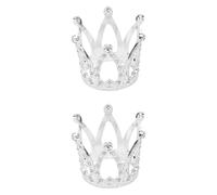 VICASKY Mini Couronne Argentée pour Gâteau en Alliage Métallique 2pcs, Décoration Créative et Élégante pour Anniversaire et Fête