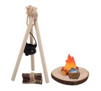 VICASKY Miniature Bonfire Set with Tripod Pot Realistic Artificial Flames for Dollhouse Camping Scene Pretend Fire Play and Themed Tabletop Decoration