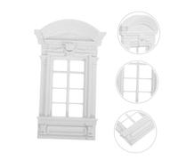VICASKY Miniature Dollhouse Window Kit with Plastic Frame European Style Roman Columns and Badges DIY Craft Supplies for Model Enthusiasts and Educational Scenes