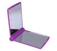 VICASKY Miroir de Maquillage avec Batterie Portable Double Face Pliant LED | Aluminium et Verre, Coque ABS Brillante, Format Main, pour Retouches au Bureau Voyage
