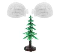 VICASKY Modèle de Maison de Glace Miniature 3 Pièces en Plastique Solide 2 Igloos et 1 Mini Sapin de Noël Décoratif Décoration de Bureau pour Scène Hivernale et Ornement de Table de Noël