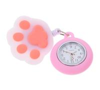 VICASKY Montre de Poche à Quartz pour Infirmière, Clip-on Rose Chat | Silicone, Coque Incluse, Fixation Vêtement, pour Badges et Tenues, Hôpitaux, Examens Scolaires