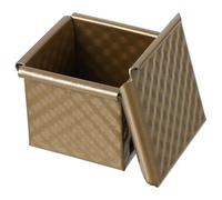 VICASKY Moule à Carré Mini Antiadhésif en Métal Doré Couvercle, Moule à Toast Domestique pour Cuisson Pâtisserie, Ustensile Réutilisable pour Four et Usage Maison