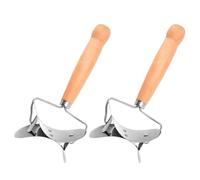 VICASKY Moule à Découper la Peau à Raviolis en Acier Inoxydable avec Manche en Bois, Lot de 2 Pièces, Taille Standard Cuisine Maison et Restaurant, Outil Manuel pour Pâte à Raviolis