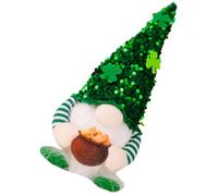 VICASKY Nain Décoratif Lumineux Saint-Patrick Trèfle Scintillant, Poupée GNOME de Festival 20 Cm en Peluche, Décoration de Table Festive sans Pile pour Intérieur et Bureau