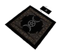 VICASKY Nappe de Tarot en Velours Épais 2 Pièces avec Paquet de Rangement pour Cartes de Tarot, Tapis Divinatoire Antidérapant, Motifs Pentagramme et Triple Lune, Accessoire pour Jeu