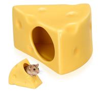 VICASKY Nid de Hamster en Céramique, Maison Fraîche, Forme Fromage | Cachette Privée pour Petits Animaux, Surface Lisse sans Bavures, Jaune, pour Souris et Lapin Nain