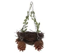 VICASKY Nid Suspendu en Rotin Naturel pour Perroquet et Perruche, Jouet D’Exercice Solide, Taille Moyenne, Accessoire Cage Oiseaux, Fournitures pour Oiseaux Domestiques