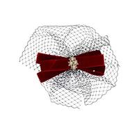 VICASKY Nœud papillon rouge - Accessoire de cheveux pour voile élégant - Pour mariages, fêtes et occasions spéciales - Décoration de cheveux confortable et festive pour des souvenirs inoubliables