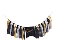 VICASKY One Birthday Bannière de Chaise Haute Décoration Créative pour Anniversaire Environ Long En Jute Léger Personnalisable Pour Chaises Hautes Pour Les Fêtes De Garçons Des Accents Dorés Pour Un