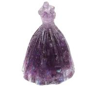 VICASKY Ornement de Table en Cristal Naturel, Décoration de Bureau Mariage en Gravier Coloré, Statuette Robe de Mariée Féerique pour Fête et Saint-Valentin, Accessoire Déco Romantique