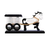 VICASKY Ornement de Voiture en Cristal Élégant de Calèche de Cheval Noir, Décoration de Bureau Raffinée Maison, Présent d'anniversaire Couleur Aléatoire