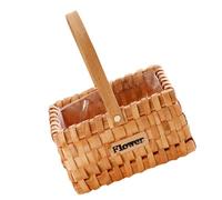 VICASKY Panier à Fleurs en Bois Tressé Poignée pour Décoration | Usage Intérieur, Décor Festif et Maison, pour Fleurs ou Fruits Secs, Finition Marron