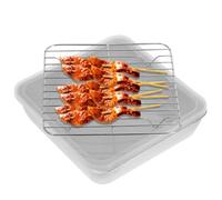 VICASKY Panier à Griller en Acier Inoxydable, Panier à Légumes pour Griller, Rectangulaire, avec Couvercle et Grille, Acier Inoxydable et Silicone, pour Cuisson Barbecue et Cuisson au