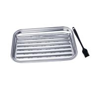 VICASKY Panier Barbecue INOX avec Bac Perforé et Brosse Silicone Plateau Multifonction pour Grillades Camping et Pique et Polyvalent pour Fruits de Mer et Légumes